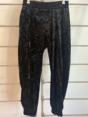 Zara Black Crushed Velvet Joggers